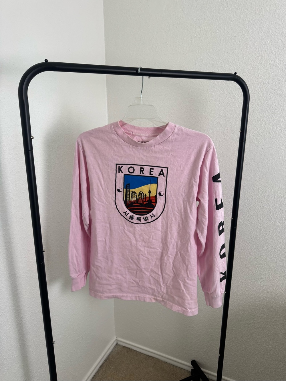 Korea Crest Pink Long Sleeve Tee - Unbranded